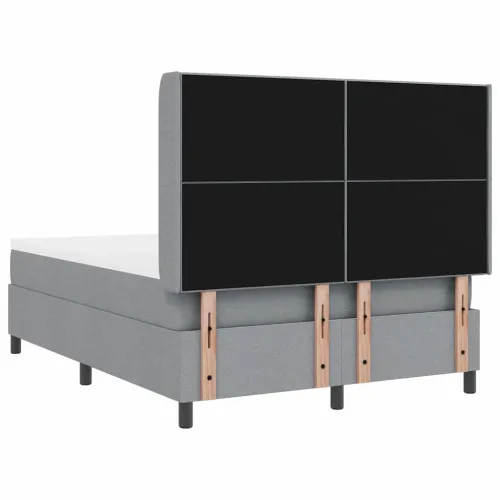 LED Box Spring Krevet Svijetlo siva 160 x 200 cm tkanina - Svjetlosiva 160 x 200 cm Prošiveno gumbima Cijena