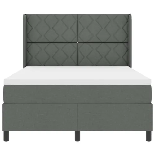 LED Box Spring Krevet Tamno siva 160 x 200 cm tkanina - Tamno siva 160 x 200 cm Dizajn s rombovima Cijena