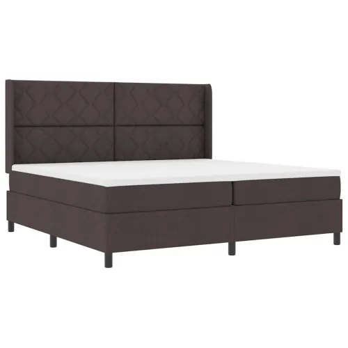 LED Box Spring Krevet Tamno smeđa 200 x 200 cm tkanina - Tamno smeđa 200 x 200 cm Dizajn s rombovima Cijena