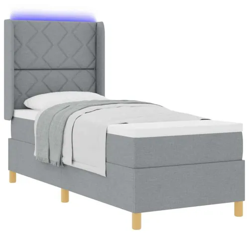 Box spring krevet Svijetlo siva 80 x 200 cm tkanina - Svjetlosiva 80 x 200 cm Dizajn s rombovima Cijena