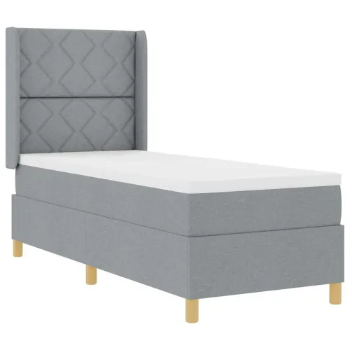 Box spring krevet Svijetlo siva 80 x 200 cm tkanina - Svjetlosiva 80 x 200 cm Dizajn s rombovima Cijena