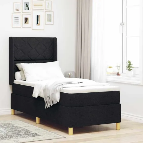 Box spring krevet s LED trakama Crna 80 x 200 cm tkanina - Crna 80 x 200 cm Dizajn s rombovima Cijena
