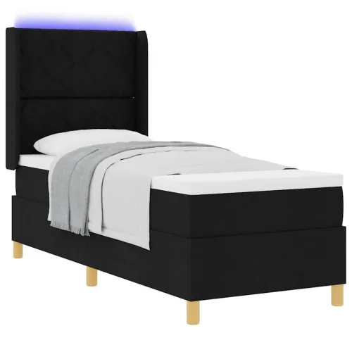Box spring krevet s LED trakama Crna 80 x 200 cm tkanina - Crna 80 x 200 cm Dizajn s rombovima Cijena
