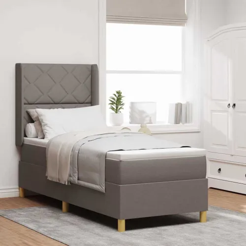 Box spring krevet Sivo-smeđa 80 x 200 cm tkanina - Sivo-smeđa 80 x 200 cm Dizajn s rombovima Cijena