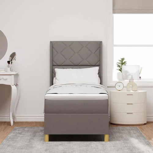 Box spring krevet Sivo-smeđa 80 x 200 cm tkanina - Sivo-smeđa 80 x 200 cm Dizajn s rombovima Cijena