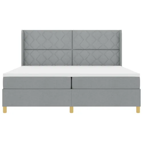 Box spring krevet Svijetlo siva 200 x 200 cm tkanina - Svjetlosiva 200 x 200 cm Dizajn s rombovima Cijena