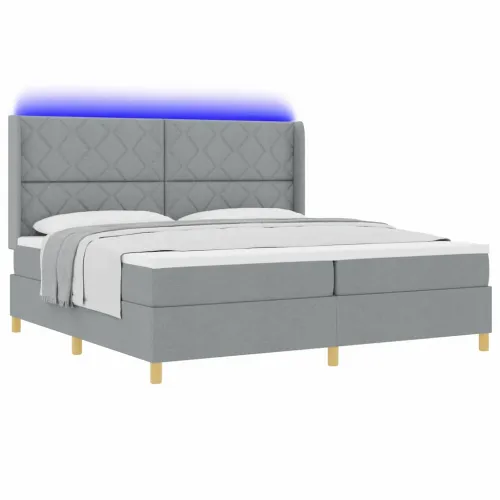Box spring krevet Svijetlo siva 200 x 200 cm tkanina - Svjetlosiva 200 x 200 cm Dizajn s rombovima Cijena