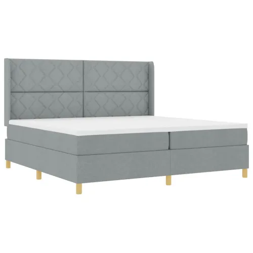 Box spring krevet Svijetlo siva 200 x 200 cm tkanina - Svjetlosiva 200 x 200 cm Dizajn s rombovima Cijena