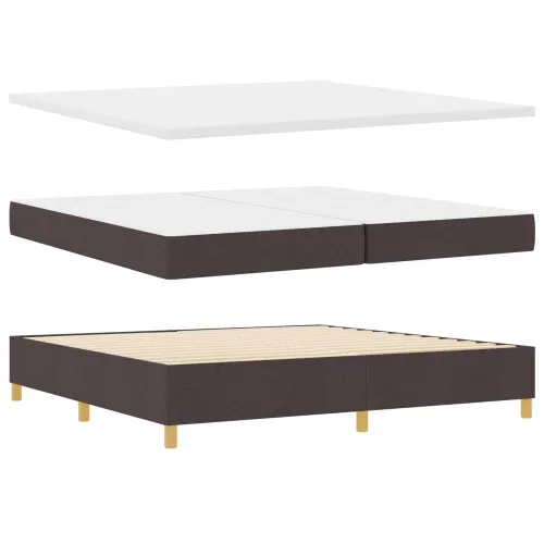 Box spring krevet s LED trakama Smeđa 200 x 200 cm tkanina - Tamno smeđa 200 x 200 cm Dizajn s rombovima Cijena