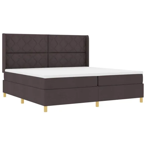 Box spring krevet s LED trakama Smeđa 200 x 200 cm tkanina - Tamno smeđa 200 x 200 cm Dizajn s rombovima Cijena