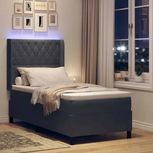 Box spring krevet s madracem Tamno siva 90 x 190 cm Baršun - Tamno siva 90 x 190 cm Kristal s dugmadima Cijena