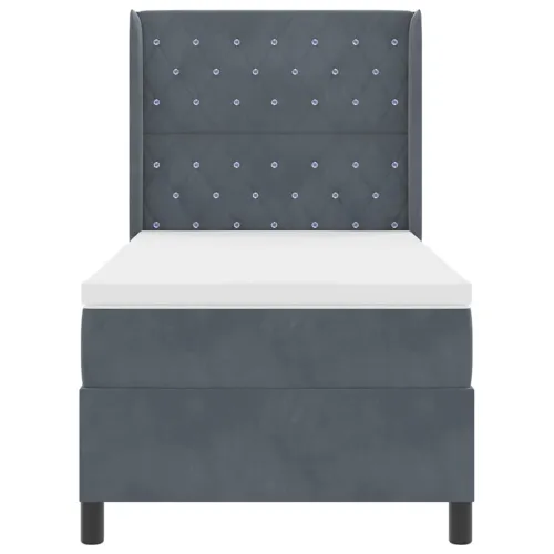 Box spring krevet s madracem Tamno siva 90 x 190 cm Baršun - Tamno siva 90 x 190 cm Kristal s dugmadima Cijena