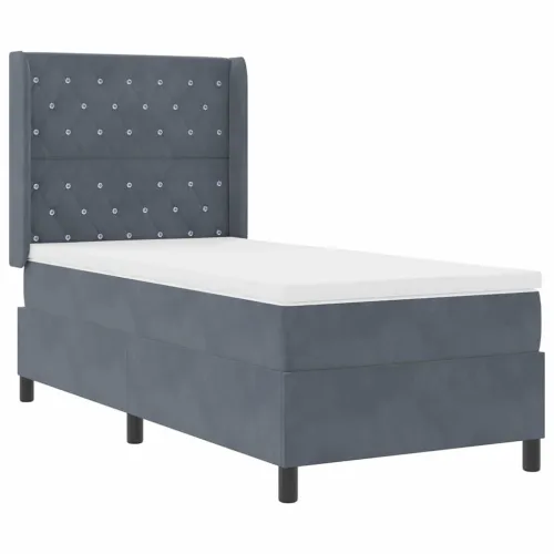 Box spring krevet s madracem Tamno siva 90 x 190 cm Baršun - Tamno siva 90 x 190 cm Kristal s dugmadima Cijena