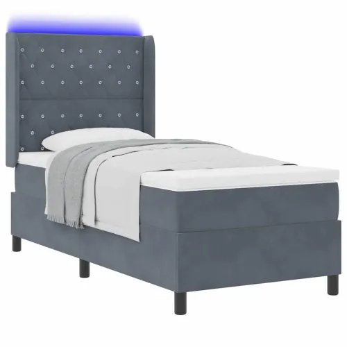 Box spring krevet s madracem Tamno siva 90 x 200 cm Baršun - Tamno siva 90 x 200 cm Kristal s dugmadima Cijena