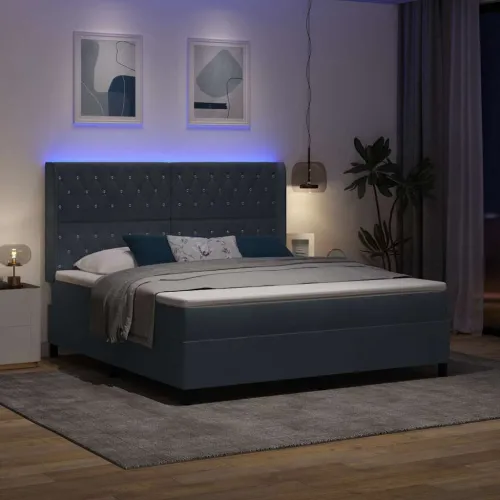 Box spring krevet Tamno siva 180 x 200 cm Baršun - Tamno siva 180 x 200 cm Kristal s dugmadima Cijena