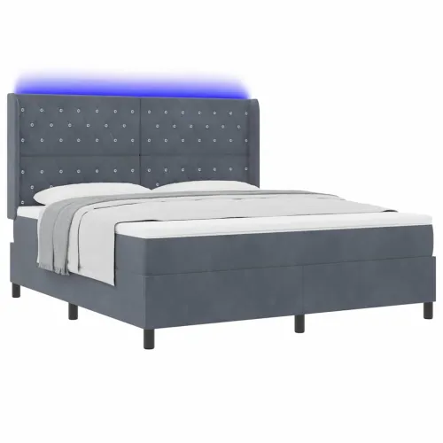 Box spring krevet Tamno siva 180 x 200 cm Baršun - Tamno siva 180 x 200 cm Kristal s dugmadima Cijena