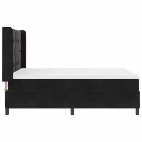 Box spring krevet s LED trakama Crna 160 x 200 cm Baršun - Crna 160 x 200 cm Prošiveno gumbima Cijena