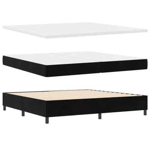 Box spring krevet s LED trakama Crna 200 x 200 cm Baršun - Crna 200 x 200 cm Prošiveno gumbima Cijena