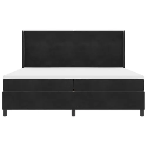 Box spring krevet s LED trakama Crna 200 x 200 cm Baršun - Crna 200 x 200 cm Prošiveno gumbima Cijena