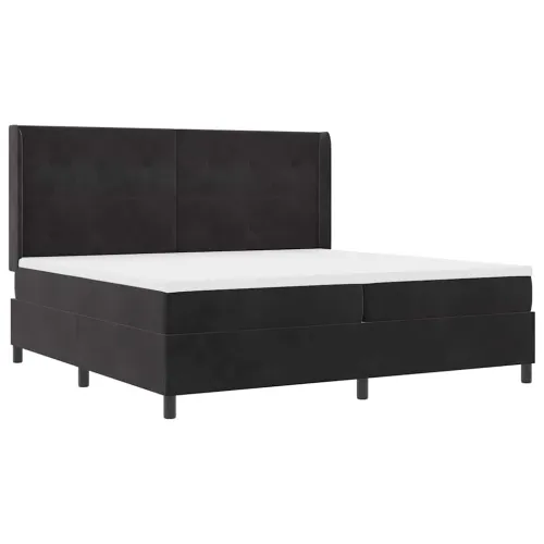 Box spring krevet s LED trakama Crna 200 x 200 cm Baršun - Crna 200 x 200 cm Prošiveno gumbima Cijena