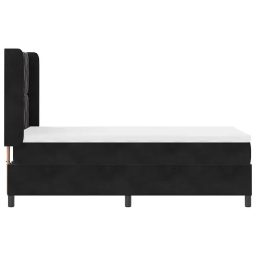 Box spring krevet s LED trakama Crna 100 x 200 cm Baršun - Crna 100 x 200 cm Dizajn s rombovima Cijena