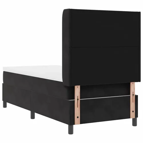 Box spring krevet s LED trakama Crna 100 x 200 cm Baršun - Crna 100 x 200 cm Dizajn s rombovima Cijena