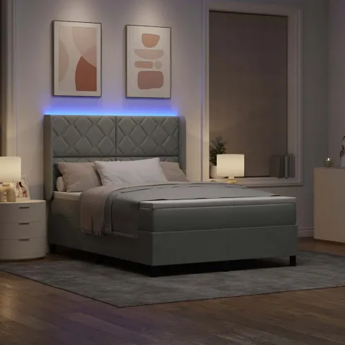Box spring krevet Svijetlo siva 140 x 200 cm Baršun - Svjetlosiva 140 x 200 cm Dizajn s rombovima Cijena