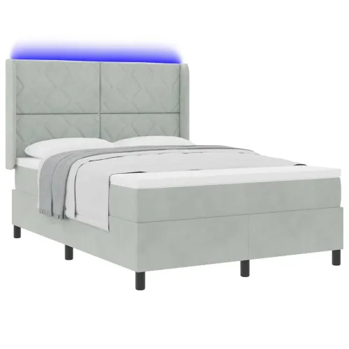 Box spring krevet Svijetlo siva 140 x 200 cm Baršun - Svjetlosiva 140 x 200 cm Dizajn s rombovima Cijena