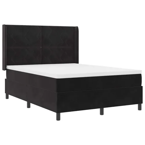 Box spring krevet s LED trakama Crna 140 x 200 cm Baršun - Crna 140 x 200 cm Dizajn s rombovima Cijena