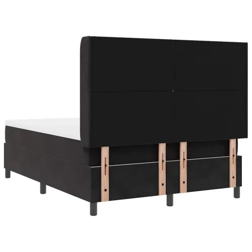 Box spring krevet s LED trakama Crna 140 x 200 cm Baršun - Crna 140 x 200 cm Dizajn s rombovima Cijena