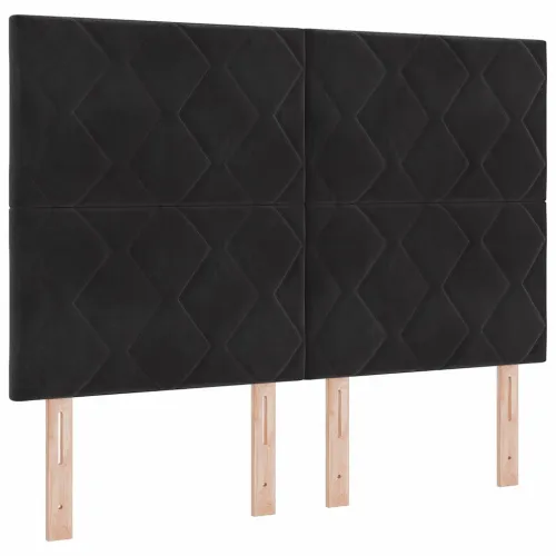 Box spring krevet s LED trakama Crna 140 x 200 cm Baršun - Crna 140 x 200 cm Dizajn s rombovima Cijena
