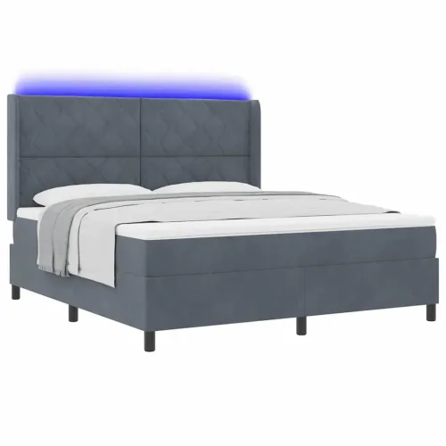 Box spring krevet Tamno siva 180 x 200 cm Baršun - Tamno siva 180 x 200 cm Dizajn s rombovima Cijena