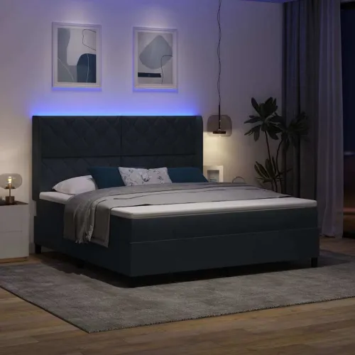 Box spring krevet Tamno siva 180 x 200 cm Baršun - Tamno siva 180 x 200 cm Dizajn s rombovima Cijena