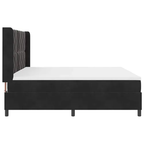 Box spring krevet s LED trakama Crna 200 x 200 cm Baršun - Crna 200 x 200 cm Dizajn s rombovima Cijena