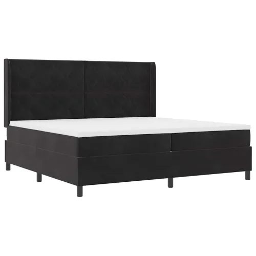 Box spring krevet s LED trakama Crna 200 x 200 cm Baršun - Crna 200 x 200 cm Dizajn s rombovima Cijena