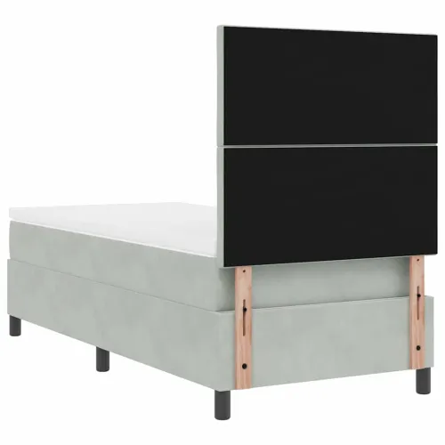 LED Box Spring Krevet Svijetlo siva 90 x 190 cm Baršun - Svjetlosiva 90 x 190 cm Dizajn s rombovima Cijena