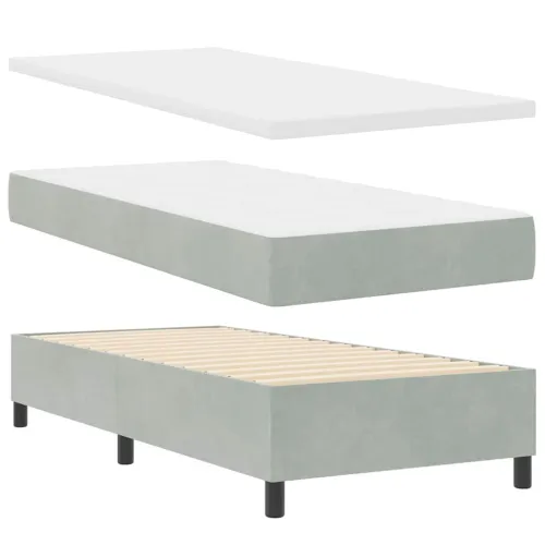 LED Box Spring Krevet Svijetlo siva 90 x 190 cm Baršun - Svjetlosiva 90 x 190 cm Dizajn s rombovima Cijena