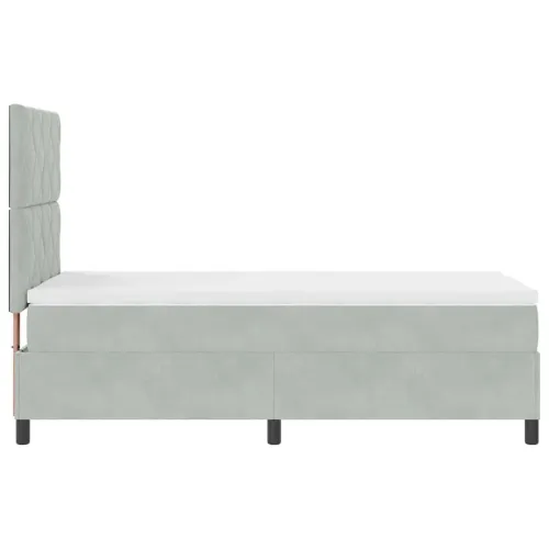 LED Box Spring Krevet Svijetlo siva 90 x 190 cm Baršun - Svjetlosiva 90 x 190 cm Dizajn s rombovima Cijena