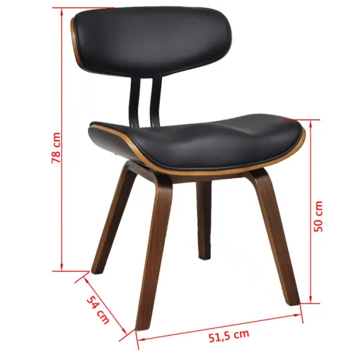 Blagovaonske stolice 2 kom od savijenog drva i umjetne kože - Black and dark brown 2 Cijena