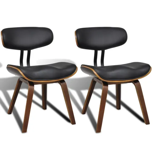 Blagovaonske stolice 2 kom od savijenog drva i umjetne kože - Black and dark brown 2 Cijena