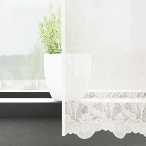 Čipkasta zavjesa Bijela 220 x 600 cm Poliester - Lala 600 x 220 cm Cijena