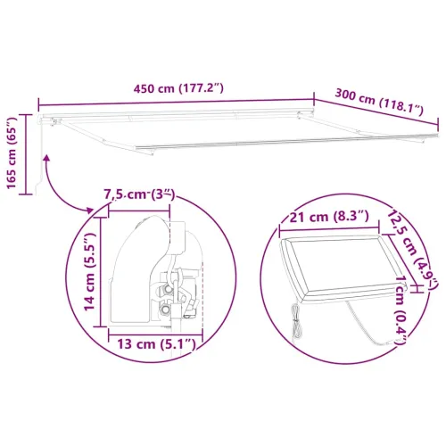 Okvir tende Bijela 450 × 300 cm Aluminij - Bijela 4,5 × 3 m Ručni (s solarnim i LED-om) Cijena