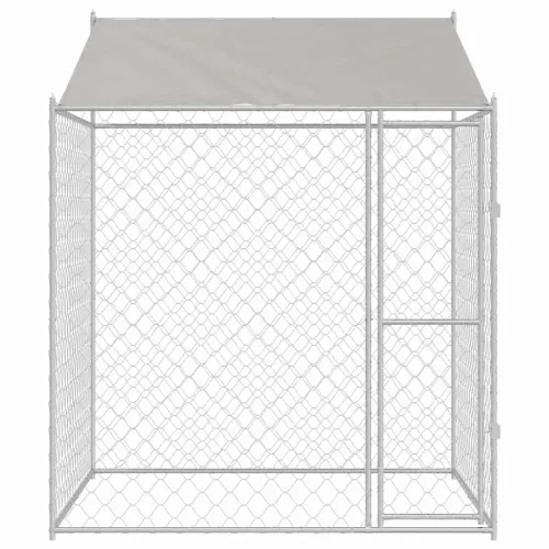Kavez za psa s krovom Srebrna 200 x 200 x 258 cm Čelik i PE - 2 x 2 x 2,58 m 1 vrata Cijena