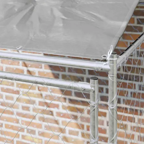 Kavez za psa s krovom Srebrna 200 x 200 x 258 cm Čelik i PE - 2 x 2 x 2,58 m 1 vrata Cijena