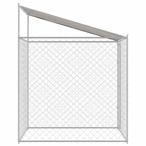 Kavez za psa s krovom Srebrna 200 x 200 x 258 cm Čelik i PE - 2 x 2 x 2,58 m 1 vrata Cijena