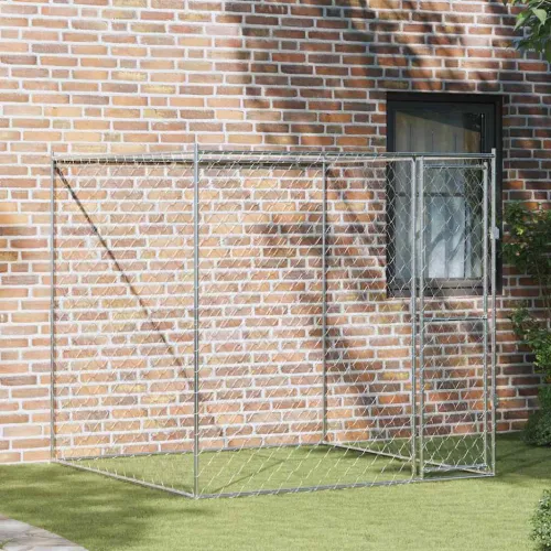Kavez za pse Srebrno 200 x 200 x 200 cm Cinkani čelik - 2 x 2 x 2 m 1 vrata Cijena