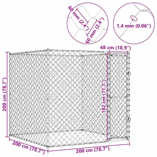 Kavez za pse Srebrno 200 x 200 x 200 cm Cinkani čelik - 2 x 2 x 2 m 1 vrata Cijena