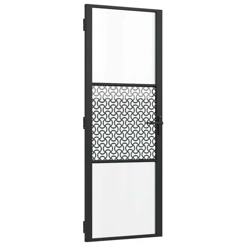 Staklena vrata 76 x 3,5 x 201,5 cm Aluminij Crna - Crna 76 x 201,5 cm s dizajnom valovitih linija Cijena