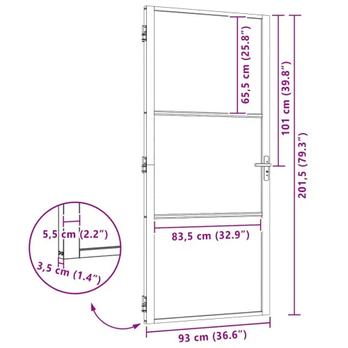 Staklena vrata 93 x 3,5 x 201,5 cm Aluminij Crna - Crna 93 x 201,5 cm s dizajnom valovitih linija Cijena