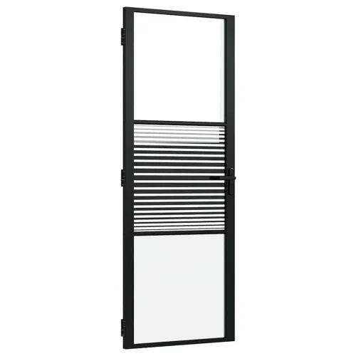 Staklena vrata 76 x 3,5 x 201,5 cm Aluminij Crna - Crna 76 x 201,5 cm s dizajnom prugastih linija Cijena